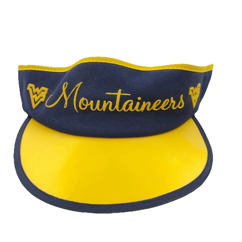 Vintage West Virginia Mountaineers Hat Cap Sun Visor WVU Puffy Print 90s Adult *